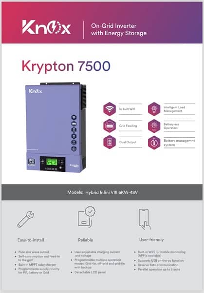 knox Infinisolar VIII 6kw Pv7500 Dual Output Builtin wifi & BMS hybrid 0