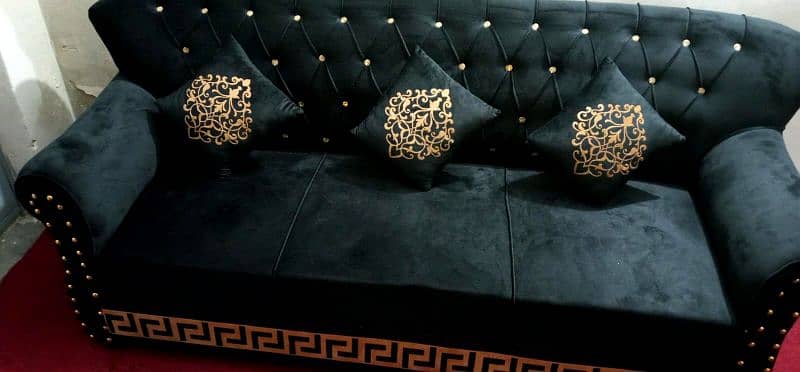 Dark black golden 5 seater  sofa set 1