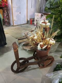 wooden cycle style artificial plant