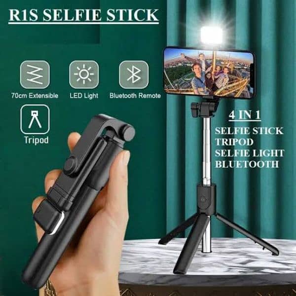 4 in 1 Wireless Selfie Stick Extendable With charging Cable 2