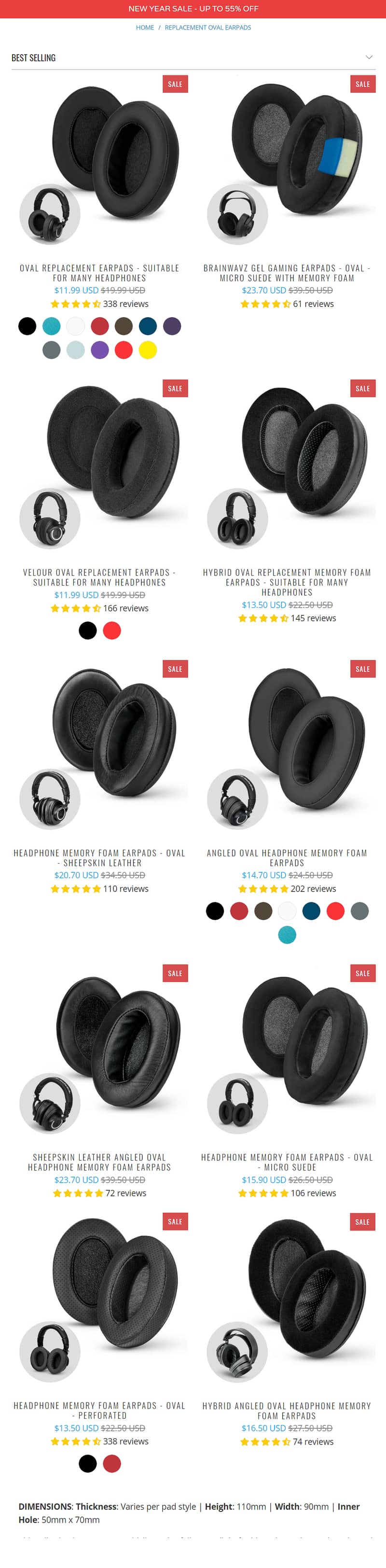 Headphones Cushion, Headphone EarPads, ( Brainwavz Audio) -Oval Shape 2