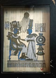 5 papyrus hand painting Egyptian kings Vintage