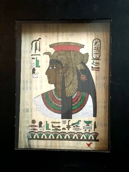 5 papyrus hand painting Egyptian kings Vintage 1