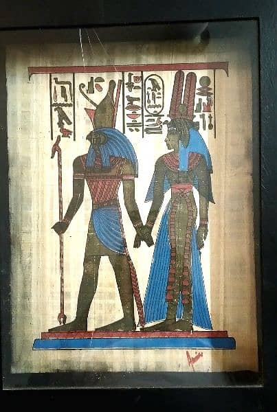 5 papyrus hand painting Egyptian kings Vintage 2