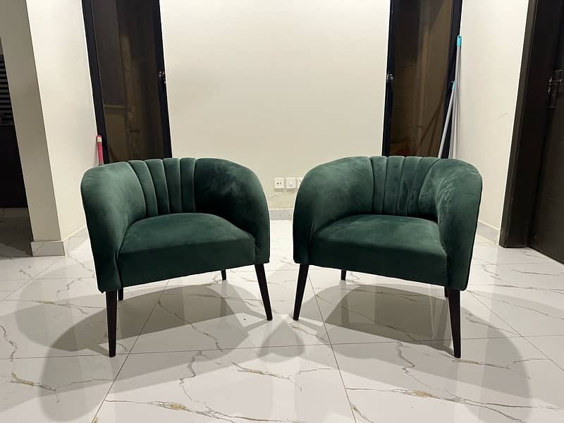 Lightly Used Emerald Green Cushioned Chairs 0