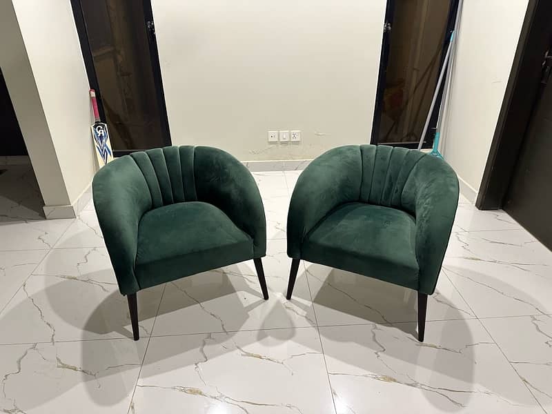 Lightly Used Emerald Green Cushioned Chairs 1