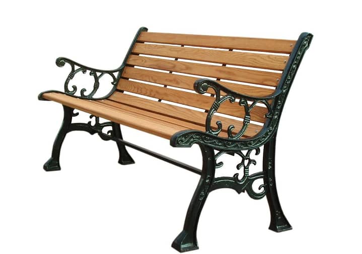 Outdoor Benches, Cemented wood green earth, wrought iron Park Bench 4