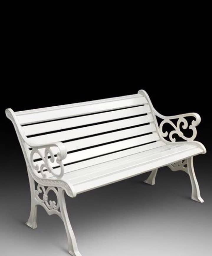 Outdoor Benches, Cemented wood green earth, wrought iron Park Bench 5