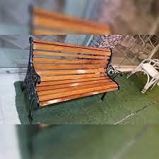 Outdoor Benches, Cemented wood green earth, wrought iron Park Bench 18