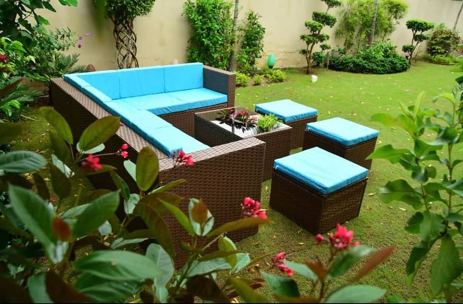 Patio Rattan Sofas Set, Lawn Seating Balcony Terrace Furniture Lahore 14