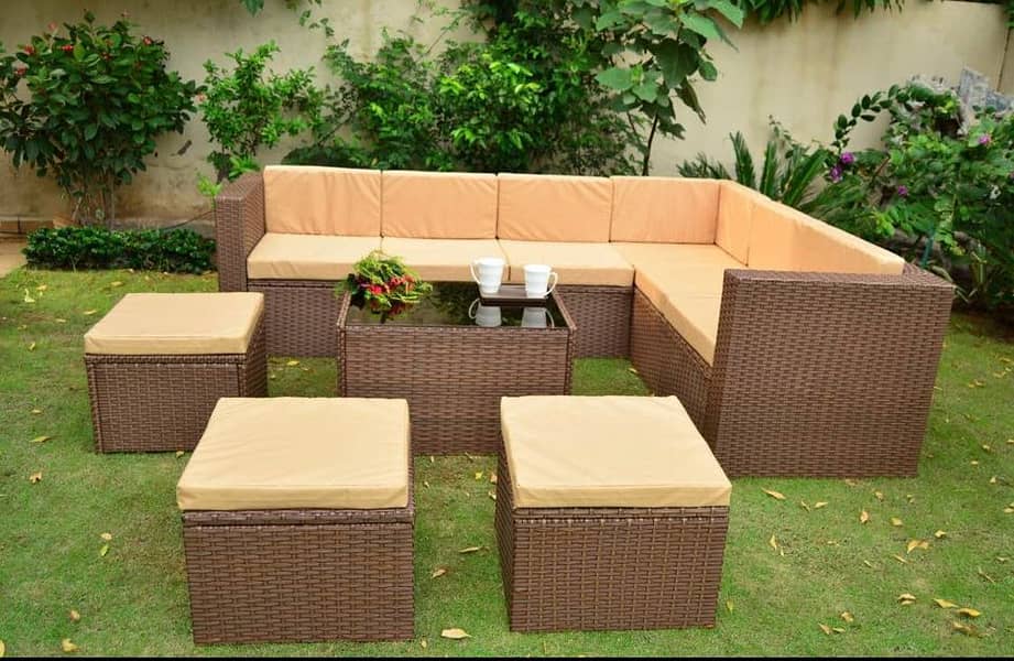 Patio Rattan Sofas Set, Lawn Seating Balcony Terrace Furniture Lahore 15