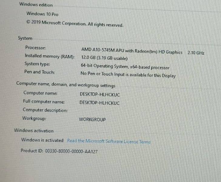 AMD A10 HP Laptop 5