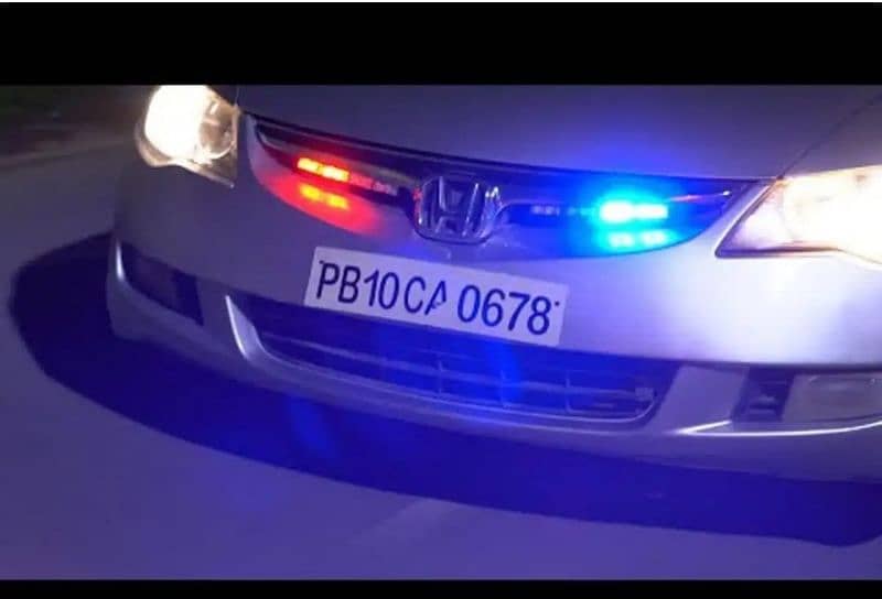 Car grill Police Strip Light Red and Blue Flexible Emergency SOS 0