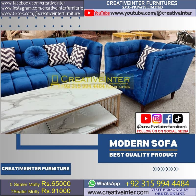 office home sofa set modern deewan single molty foam blue table 5