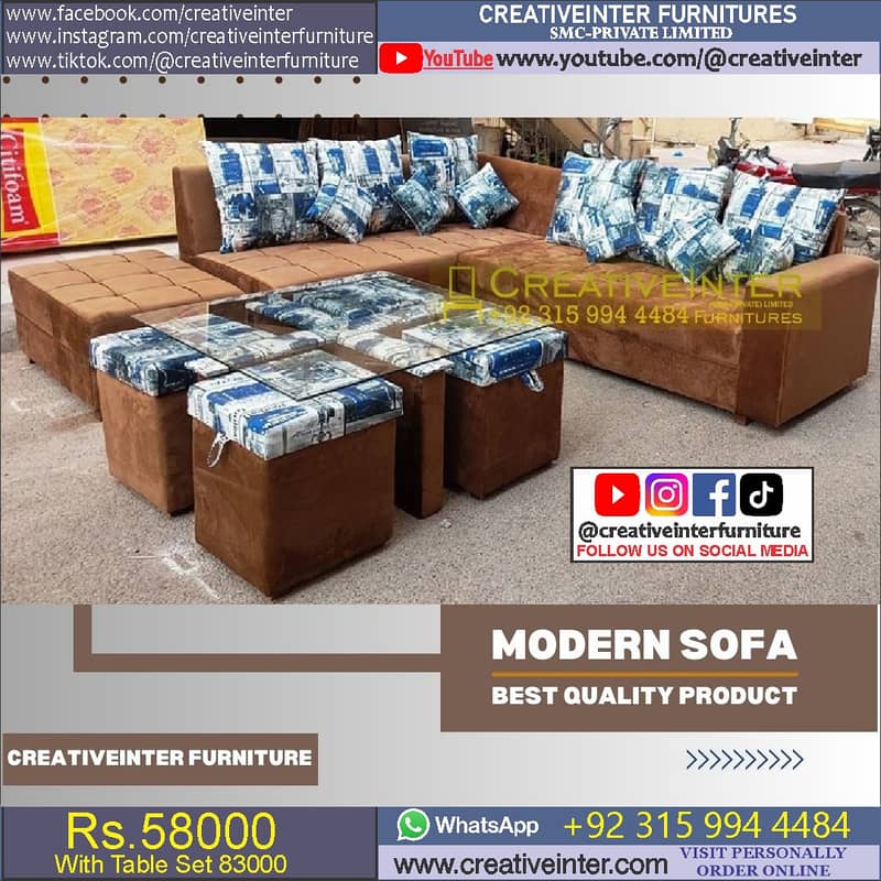 office home sofa set modern deewan single molty foam blue table Other Office Furniture