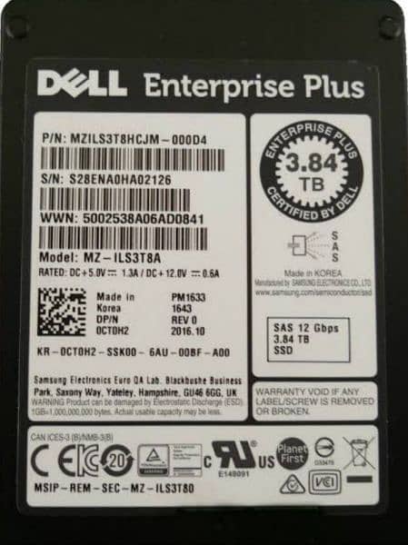 Dell enterprise plus 3.84 tb SAS SSD 3