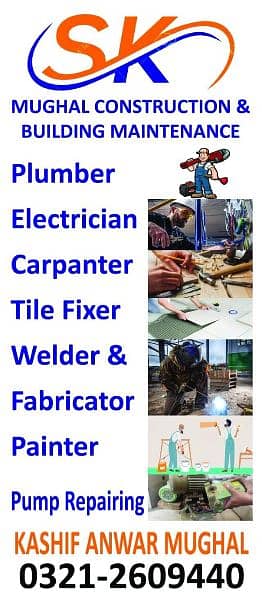 I'M Plumber. Electrician. geezer. pump. repairing. PVC welder. 0