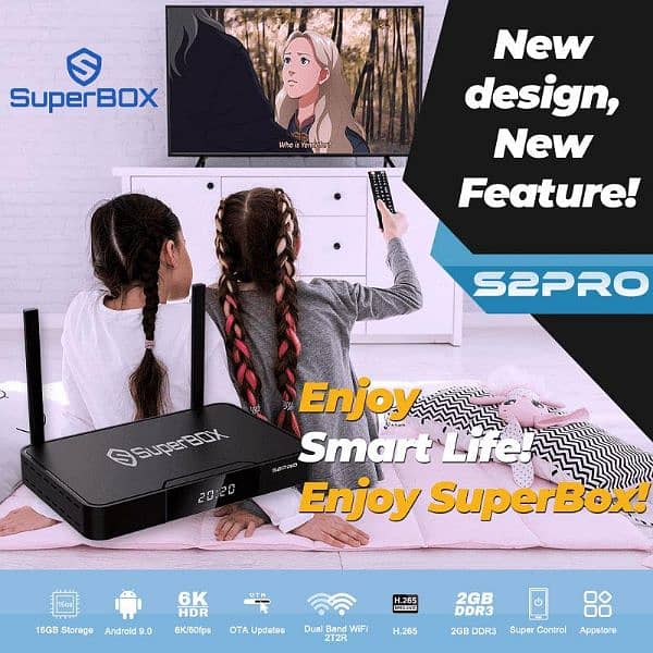Superbox S2 Pro 2gb 16gb Media Player, 6K TV Dual-Band Wi-Fi 2.4G/5G 8