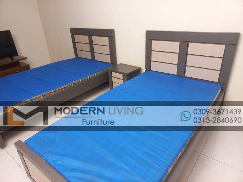 Stylish 2 single beds one side table 1