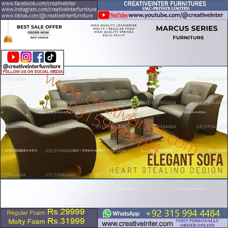 sofa set 5 seater luxry look home office desgn table chair furniture 18