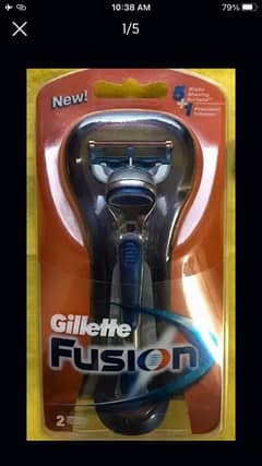 Original Gillette Fusion 5+1 razor With 3 New Blades. Made in UK.