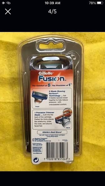 Original Gillette Fusion 5+1 razor With 3 New Blades. Made in UK. 1