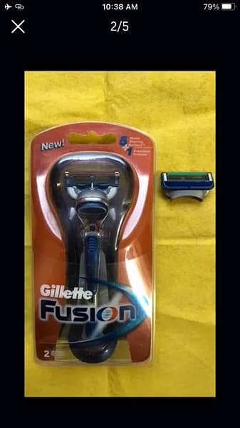 Original Gillette Fusion 5+1 razor With 3 New Blades. Made in UK. 2