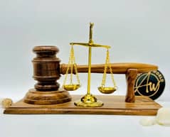 Wooden Gavel and Brass Scale, Wood Hammer, Lawyers n Judge Table Decor 0