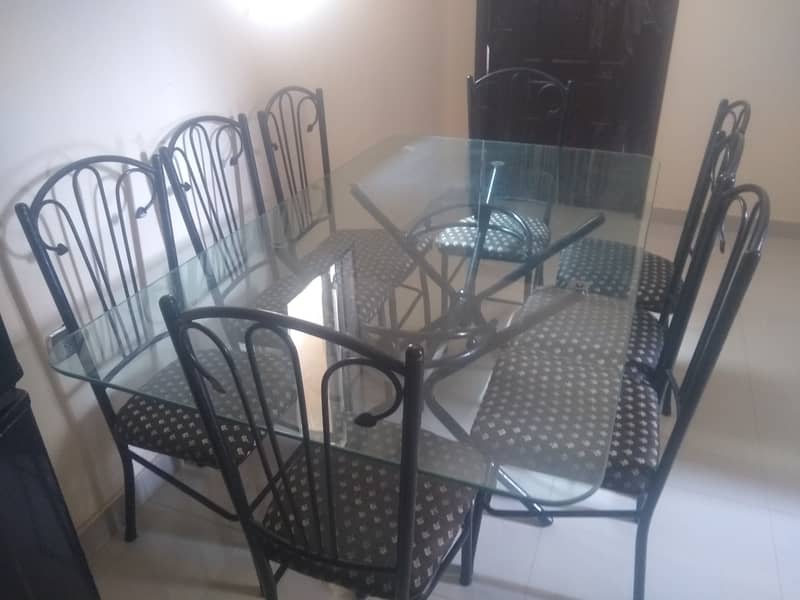 8 chair and glass Dining Table for sale 1