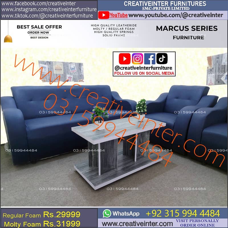 office sofa table set modern deewan single molty foam blue 3