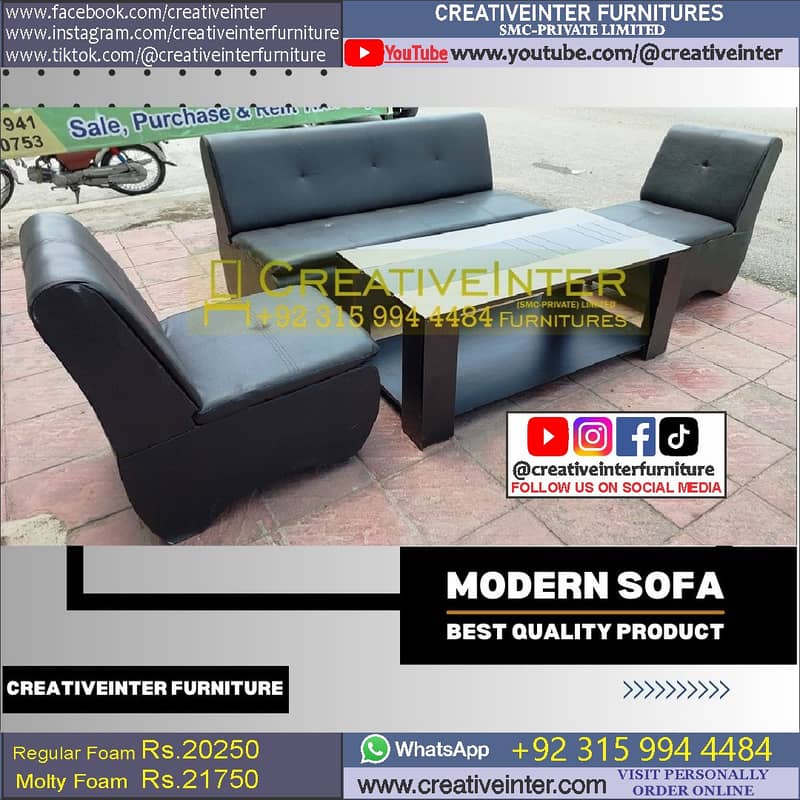 office sofa table set modern deewan single molty foam blue 5