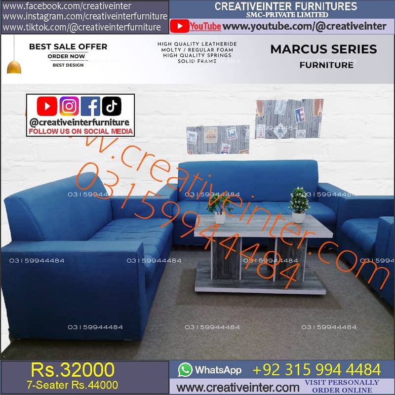office sofa table set modern deewan single molty foam blue 16