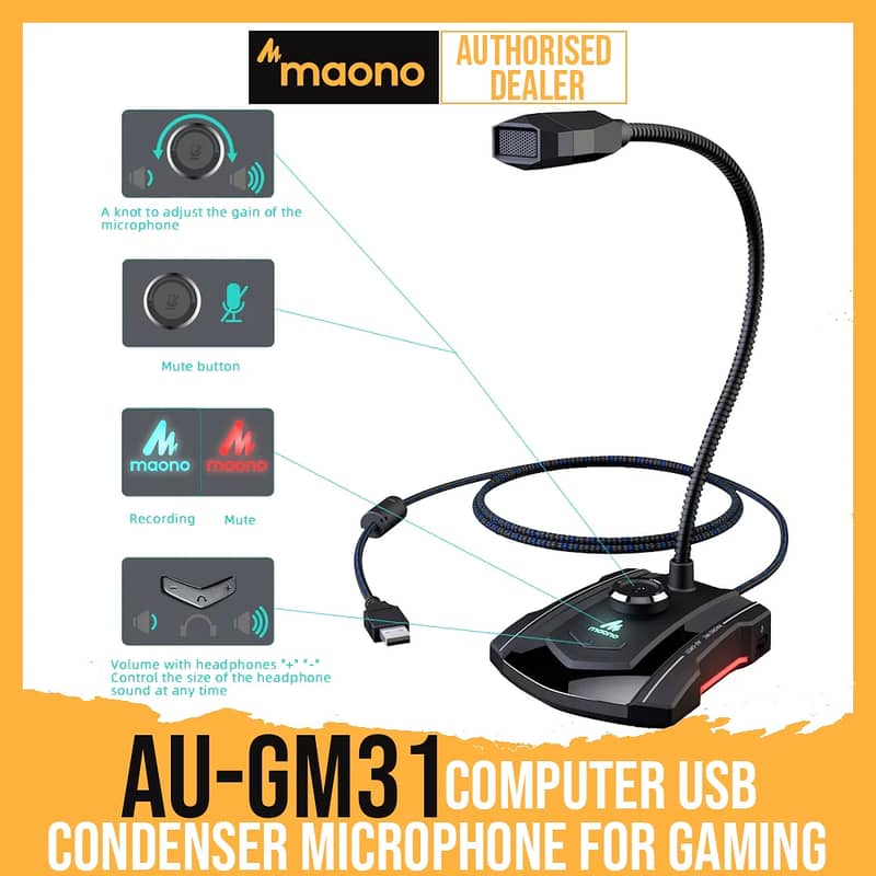 Maono GM31 USB Gaming,lecture recording microphone,voiceover mic 0