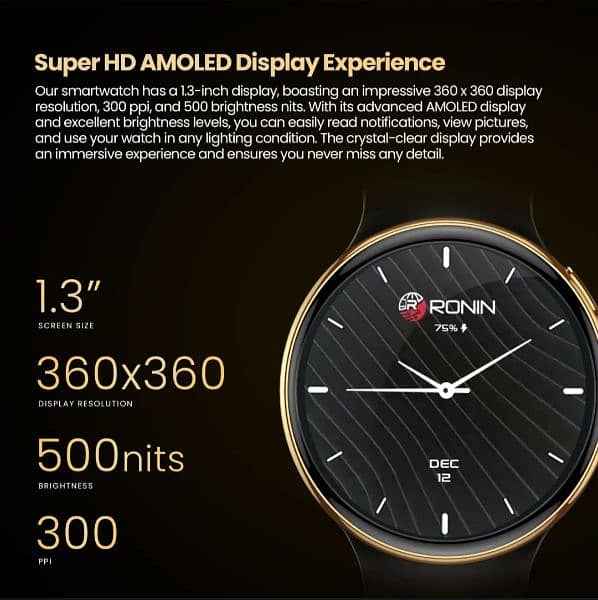 Ronin R-05 Super HD AMOLED display And Bluetooth Calling Smart watch . 8