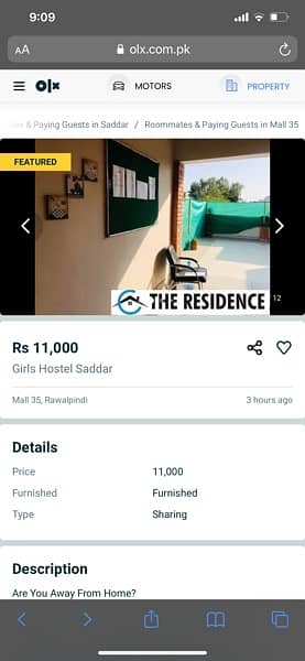 The Residence Girls hostel in Saddar 5