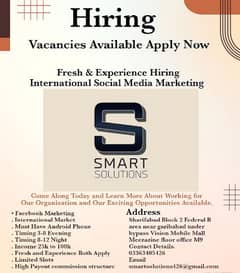 JOB VACANCIES FOR FRESH AND EXPERIENCE