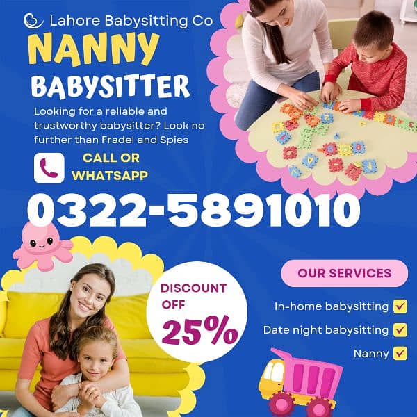 Nanny, Babysitter, Cook, Helper Childcare Driver, Caretaker، Kaam wali 0