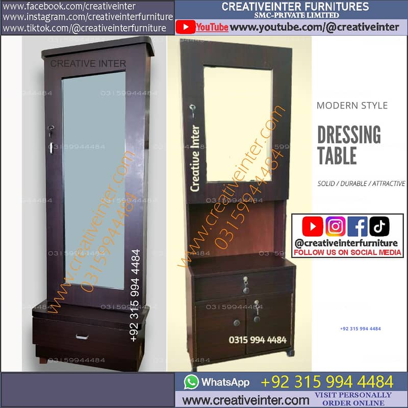 Dressing Cupboard Almari Wardrobe set single Iron Stand mirror 8