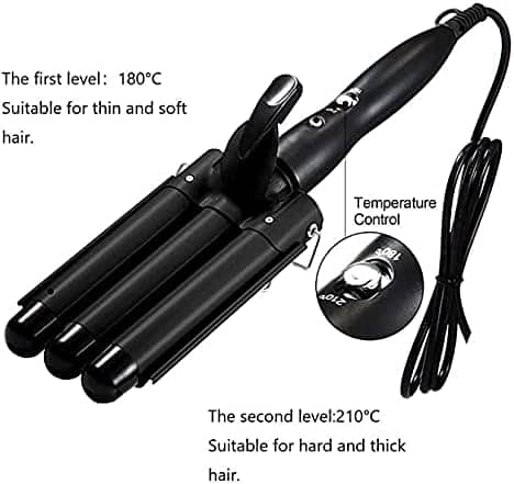 1.25 Inch (32mm) Adjustable Temperature 3 Barrel Ceramic Hair Curler, 2