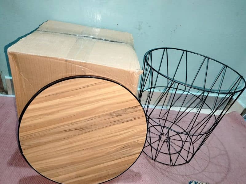 Metal Wire Removable wood top round table 2