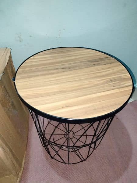 Metal Wire Removable wood top round table 3