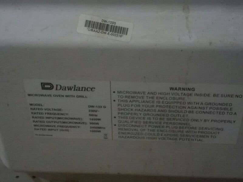 dawlance oven model DW 133-g 1