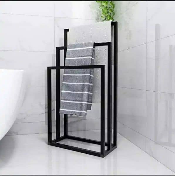 Home Recommend Metal Towel Bathroom Rack 3 Bar Free standing 2