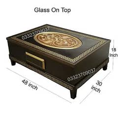 4x2.5 feet Wooden Table with Drawer with Glass Top 0