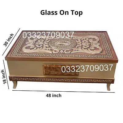 4 feet Wooden center table Glass on Top 0