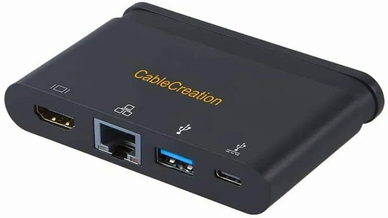 Cablecreation Type-C to HDMI+USB 3.0+RJ45+Type-C PD Adapter/HUB 1