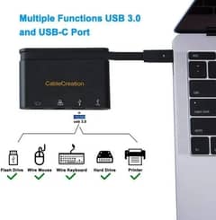 Cablecreation Type-C to HDMI+USB 3.0+RJ45+Type-C PD Adapter/HUB 0