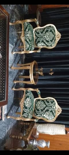 beautiful wooden deco golden paint chairs with coffee table 0