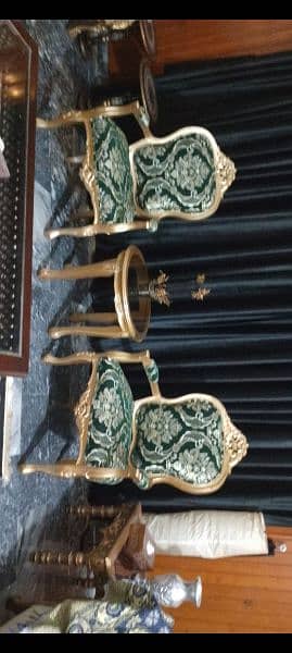 beautiful wooden deco golden paint chairs with coffee table 3
