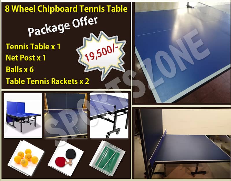TABLE TENNIS TABLE 8WHEELS BUTTERFLY STYLE COMPLET EQUIPMENT 4